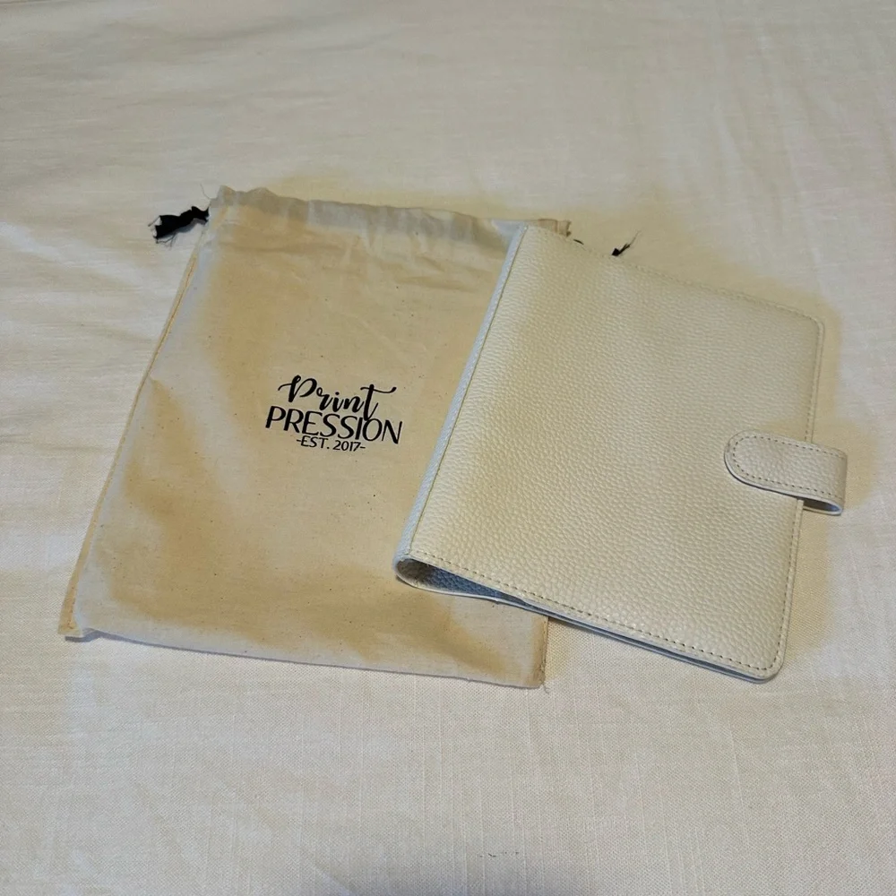Print Pression White Leather Personal Wide Planner